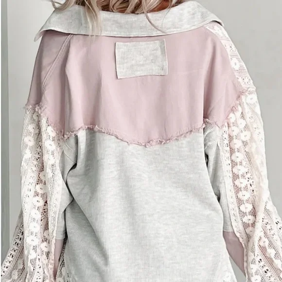 Beautiful POL Lace crochet Button down top.
Grey and Lilac. S, M, L - Picture 4 of 4
